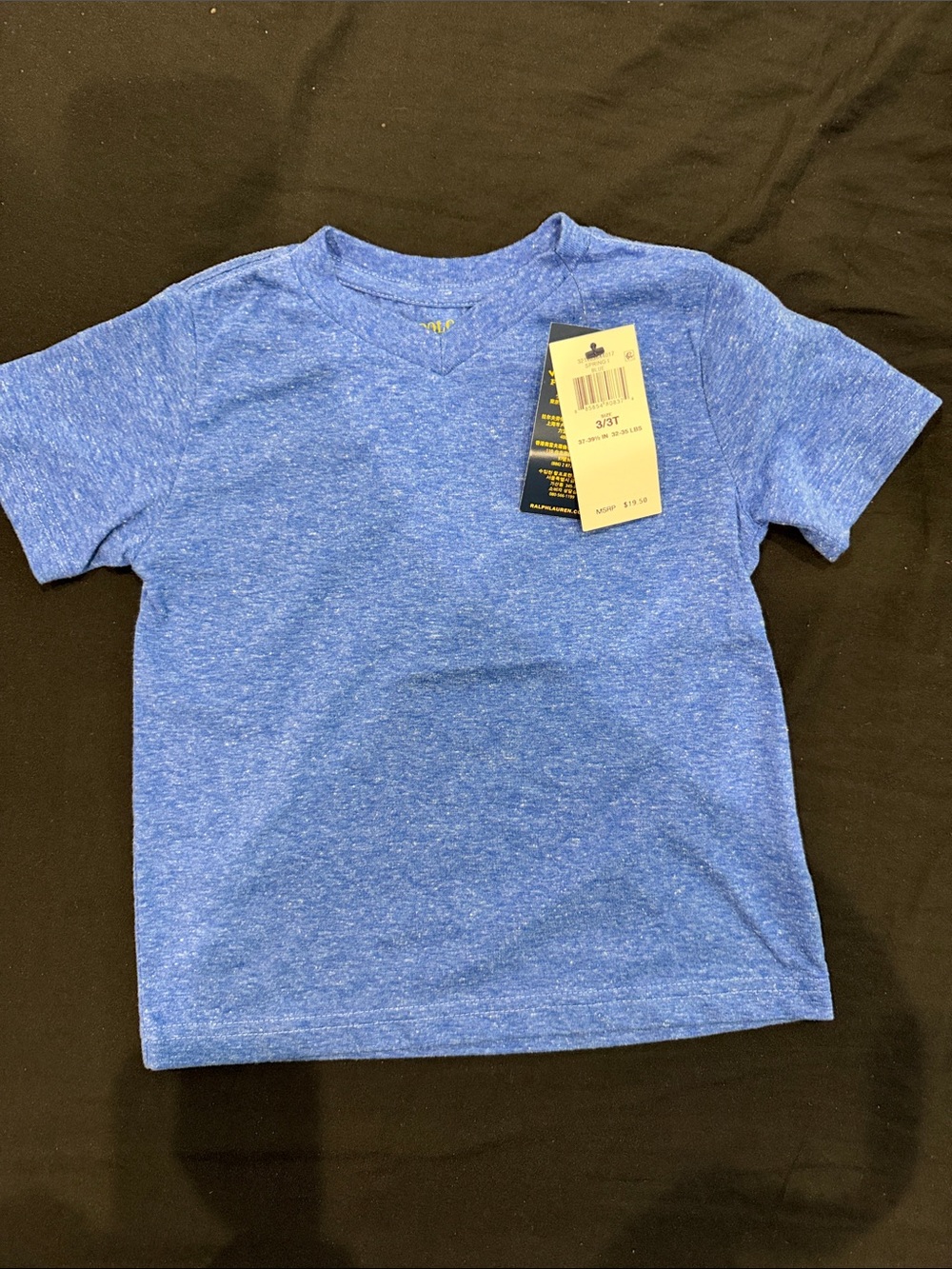 Polo by Ralph Lauren Heathered Blue V-Neck Kids Tee